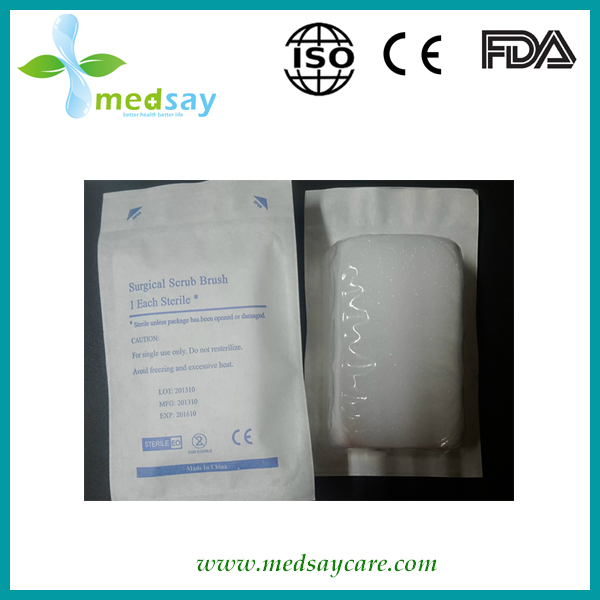 Surgical hand brush with 3.3% parachlorometaxynol (PCMX)